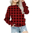 thumbnail image 1 of NAISIBABY Girls Sweatshirt, Crew Neck Plaid Prints Long Sleeve Pullover Tops Red 3-4 T, 1 of 5