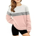 thumbnail image 1 of NAISIBABY Girls Sweatshirt, Crew Neck Striped Color Block Long Sleeve Fall Winter Casual Tops Pink 7-8T, 1 of 1