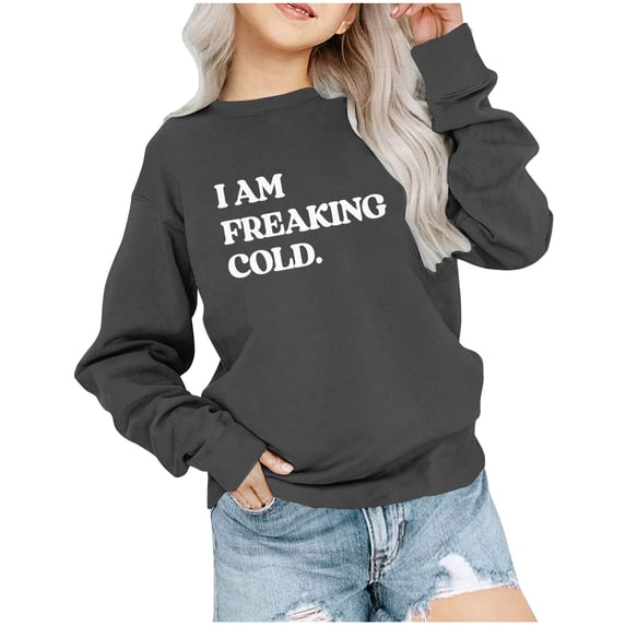 NAISIBABY Girls Sweatshirt, Letter Prints Crew Neck Long Sleeve Pullover Tops Dark Gray 3-4 T