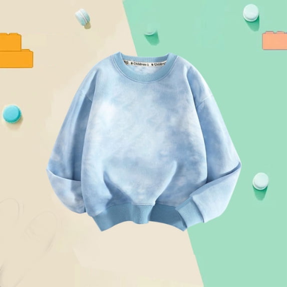 NAISIBABY Girls Sweatshirt, Tie Dye Long Sleeve Casual Pullover Top Blue 6T