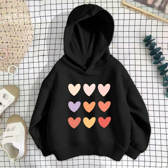 NAISIBABY Girls Sweatshirts, Cute Prints Long Sleeve Casual Fall Winter Hoodie Black 3T