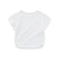 thumbnail image 1 of NAISIBABY Girls T-Shirt, Solid Color Crew Neck Short Sleeve Casual Pullover Tee White 3-4T, 1 of 8