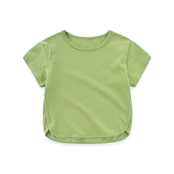 NAISIBABY Girls T-Shirt, Solid Color Short Sleeve Crew Neck Casual Pullover Tee Green 6-12Months