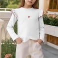 thumbnail image 1 of NAISIBABY Girls T Shirt with Ruffle, Crewneck Fashion Long Sleeve Fashion Heart Kids Casual Spring Fall Tops White 8T, 1 of 5