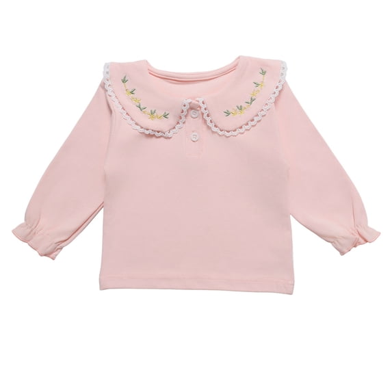NAISIBABY Girls T Shirt with Ruffle, Fashion Floral Cute Crewneck Long Sleeve Casual Spring Fall Tops Pink 3T