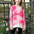 thumbnail image 1 of NAISIBABY Girls T Shirts with Lace Irregular Hem, Fashion Tie Dye Long Sleeve Crewneck Casual Fall Tops Red 6T, 1 of 6