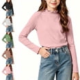 thumbnail image 1 of NAISIBABY Girls T-shirt Size 10, Mock Neck Solid Turtleneck Long Sleeve Casual Top Pink, 1 of 7