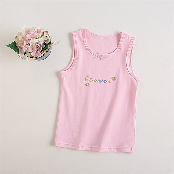 NAISIBABY Girls Tank Tops, Cotton Sleeveless Ultra-Soft Casual Camisoles Pink 7-8T