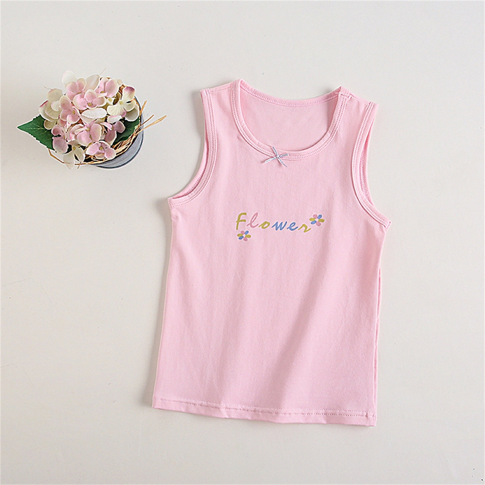 NAISIBABY Girls Tank Tops, Cotton Ultra-Soft Sleeveless Casual Camisoles Pink 3-4T