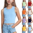 thumbnail image 1 of NAISIBABY Girls Tank Tops with Ribbed Knit, Crewneck Casual Active Breathable Soft Summer Cami Crop Tops Light Blue (5-14T), 1 of 7