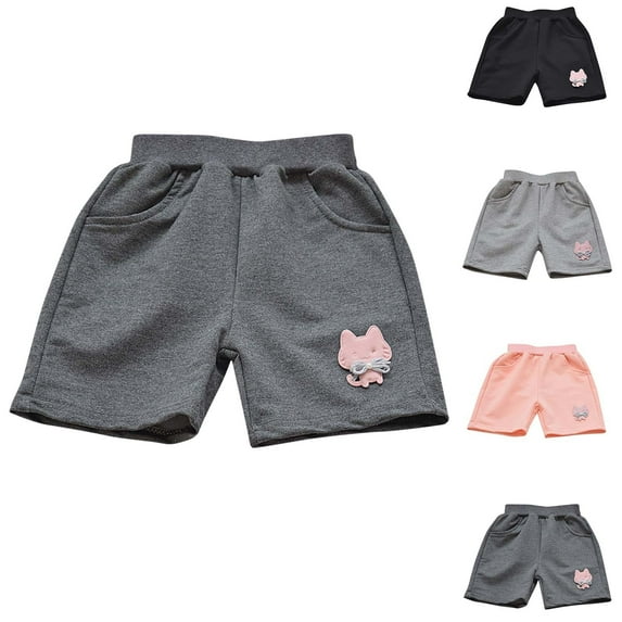 NAISIBABY Girls Terry Shorts, Loose Comfy Elastic Waist Graphic Summer Active Shorts Dark Gray 9-10T