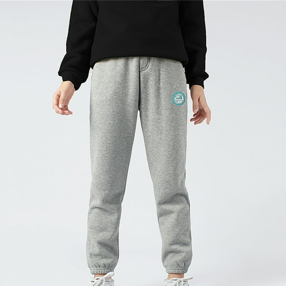 NAISIBABY Girls Thickened Sweatpants, Candy Color Casual Elastic Waist Kids Sports Pants Gray 4T