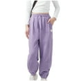 thumbnail image 1 of NAISIBABY Girls Thickened Sweatpants, Candy Color Elastic Waist Casual Kids Sports Pants Purple 5T, 1 of 5