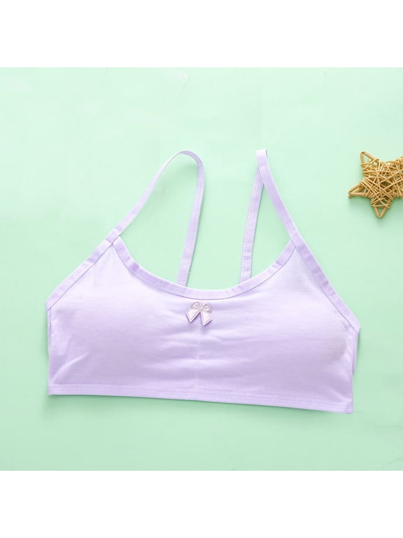 Girls Training Bras, Seamless Strech Comfortable Cotton Bralette Purple Free Size