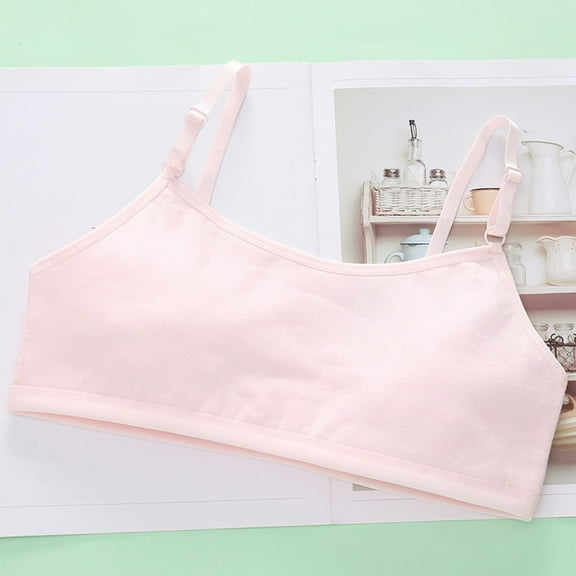 NAISIBABY Girls Training Bras, Strech Adjustable Strap Comfortable Bralette for Teens Pink 13-14T（S)