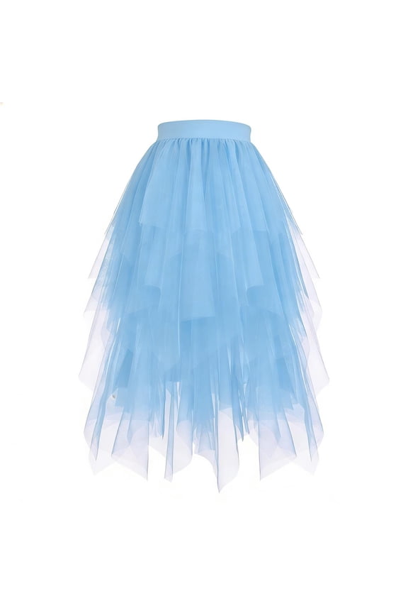 Girls Tulle Midi Skirt Size 6, Mesh Tiered High Waisted Summer Casual Party Dance Maxi Skirt (4-15T)