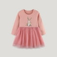 thumbnail image 1 of NAISIBABY Girls Tutu Dress, Cute Mesh Crew Neck Long Sleeve Cotton Pleated Sundress Pink 6-7T, 1 of 5