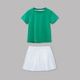 thumbnail image 1 of NAISIBABY Girls Uniform Sets 2-Piece, Short Sleeve T-Shirts and Pleated Skirts School Cheerleading Performance Outfits Green 5T, 1 of 4