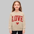 thumbnail image 1 of NAISIBABY Girls Valentine's Day Sweatshirt, Fleece Lined Letter Graphic Long Sleeve Casual Fashion Tops Khaki 11T, 1 of 6