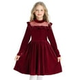 thumbnail image 1 of NAISIBABY Girls Velour Dresses, Pleated Polka Dot Mesh Ruffles Long Sleeve Christmas Party Princess Dresses Wine 9T, 1 of 3