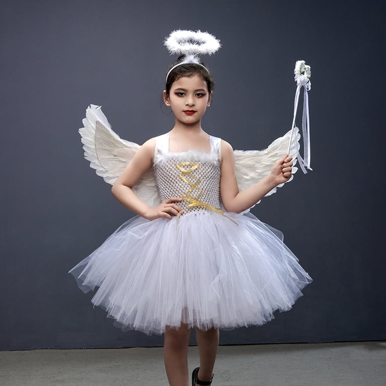 NAISIBABY Girls White Angel Princess Dress, Mesh Lace Gowns Dresse Kids  Performance Sets White 12T - Walmart.com