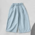 thumbnail image 1 of NAISIBABY Girls Wide Leg Pants, Elastic Waist Fashion Cotton Loose Fit Kids Causal Pants Light Blue 1T, 1 of 3