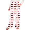 thumbnail image 1 of NAISIBABY Girls Wide Leg Pants, Loose Soft Loungewear Heart Prints Elastic Waist Kids Home Sleeping Pants Red 11T, 1 of 6