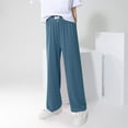 thumbnail image 1 of NAISIBABY Girls Wide Leg Pants, Thin Loose Elastic Waist Solid Color Soft Casual Comfy Pants Blue 7T, 1 of 6