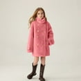 thumbnail image 1 of NAISIBABY Girls Winter Coat, Double-Breasted Thermal Lined High Neck Faux Fur Mid Length Overcoat Pink 9T, 1 of 8