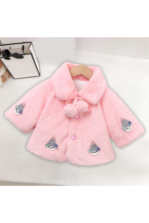 Girls Winter Coat, Keep Warm Puffy Cozy Fashion Pattern Kids Flare Outwear Jacket Pink 9-12Months