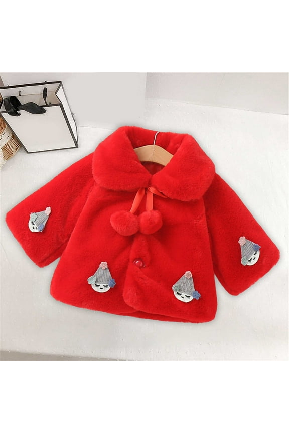 Girls Winter Coat, Puffy Cozy Keep Warm Fashion Pattern Kids Flare Outwear Jacket Red 5-6T