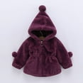thumbnail image 1 of NAISIBABY Girls Winter Coat, Solid Color Fuzzy Cozy Elastic Waist Soft Warm Hooded Outwear Purple 12-18Months, 1 of 6