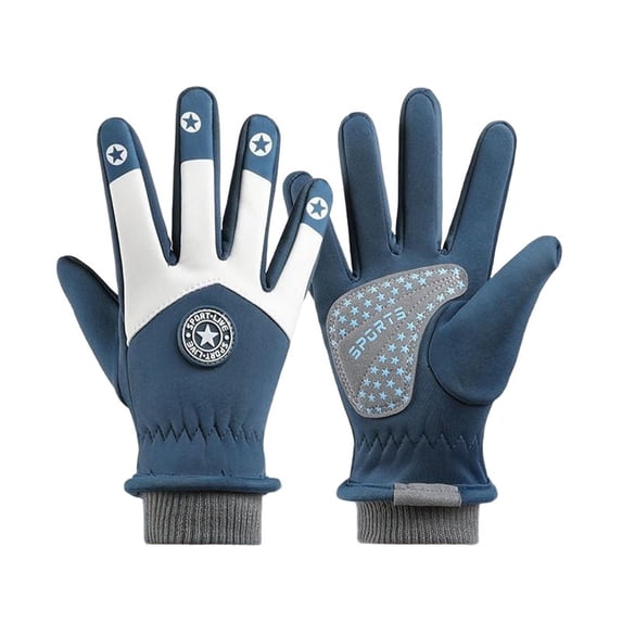 NAISIBABY Girls Winter Gloves, Thick Fleece-Lined Waterproof Gloves for Snow Cycling Non- Grip Outdoor Play Blue Size 4T
