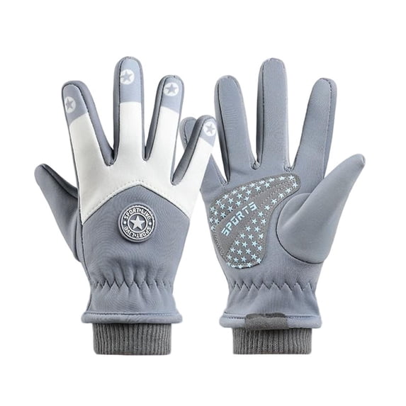 NAISIBABY Girls Winter Gloves, Thick Fleece-Lined Waterproof Gloves for Snow Cycling Non- Grip Outdoor Play Gray Size 8