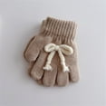 thumbnail image 1 of NAISIBABY Girls Winter Gloves, Thicken Warm Cute Bowknot Full Finger Stretch Knit Outdoor Gloves Khaki, 1 of 3
