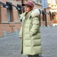 thumbnail image 1 of NAISIBABY Girls Winter Parka, Fuzzy Hooded Over Knee Length Zip Up Windproof Thermal Puffer Snow Coat Green 13T, 1 of 7