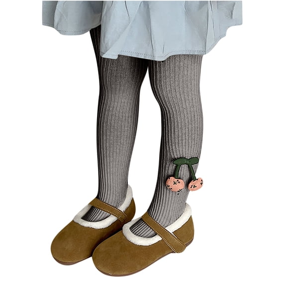NAISIBABY Girls Winter Tights, Solid Color Stretch Knitted Kids Comfy Leggings Pantyhose Dark Gray 4-6T