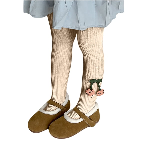 NAISIBABY Girls Winter Tights, Stretch Solid Color Knitted Kids Comfy Leggings Pantyhose Beige 2-4T