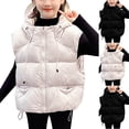 thumbnail image 1 of NAISIBABY Girls Winter Vest Jacket 5T, Drawstring Hooded Thermal Lined Windproof Puffer Outerwear with Pockets White (4-14T), 1 of 9