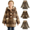thumbnail image 1 of NAISIBABY Girls Woolen Coat 8T, Fleece Lined Retro Button Classic Checked Winter Thick Warm Overcoat Coffee (1-10T), 1 of 6