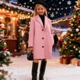 thumbnail image 1 of NAISIBABY Girls Woolen Coat, Lapel Mid Length Classic Buttons Fall Winter Warm Peacoat with Pockets Pink 12T, 1 of 9