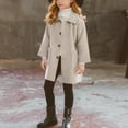 thumbnail image 1 of NAISIBABY Girls Woolen Coat, Long Sleeve Classic Lapel Button Up Fall Winter Fashion Windbreaker Jacket Beige 7T, 1 of 9