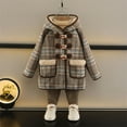 thumbnail image 1 of NAISIBABY Girls Woolen Coat, Retro Button Classic Checked Fleece Lined Winter Thick Warm Overcoat Blue 4T, 1 of 9