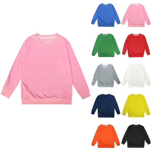 NAISIBABY Hoodies for Girls Size 10,Long Sleeve Round Neck Casual Soft Pullover Sweatshirts Pink