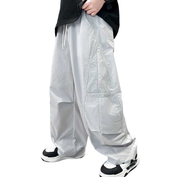 NAISIBABY Kids Boys Cargo Pants, Drawstring Baggy Summer Lightweight Fashion Hiking Outdoor Pants Beige Size 6
