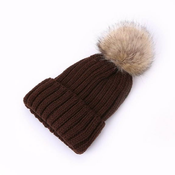 NAISIBABY Kids Boys Girls Beanie Hats, Winter Warm Comfy Solid Color Ski Knitted Caps Coffee Free Size