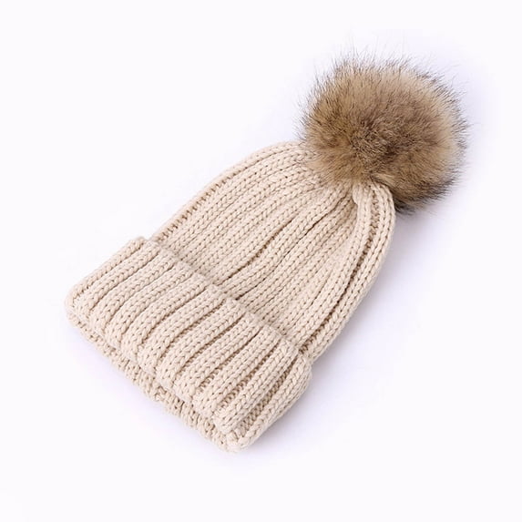 NAISIBABY Kids Boys Girls Beanie Hats, Winter Warm Solid Color Comfy Ski Knitted Caps Beige Free Size
