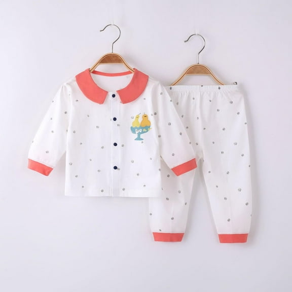 NAISIBABY Kids Boys Girls Pajama Sets, Lapel Tops Elastic Waist Pants Comfy Casual Cotton 2-Piece Homewear Red 3-6Months