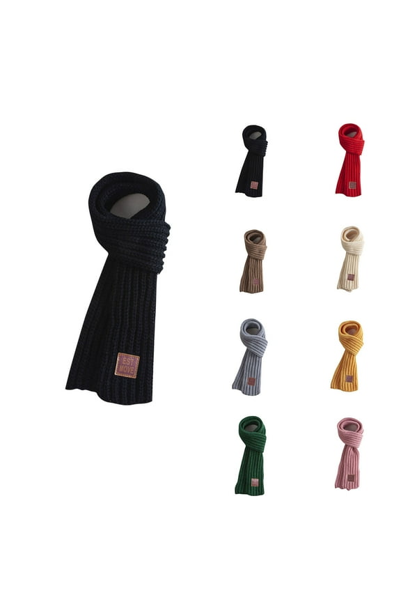 Kids Boys Girls Scarf, Keep Warm Knitting Solid Color Winter Scarf Red Free Size