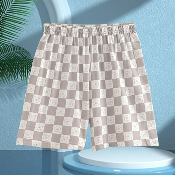 NAISIBABY Kids Boys Girls Shorts, Plaid Graphic Cotton Elastic Waist Casual Sports Shorts Gray 4-5T